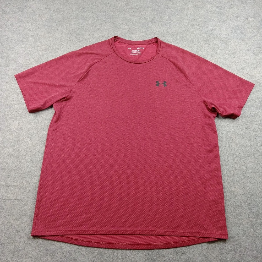 Under Armour Shirt Mens Large Red The Tech Tee Short Sleeve Athletic Top‎ Gym